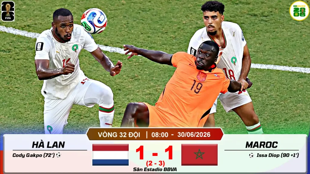 Hà Lan 1-1 Maroc (Penalty: 2-3)
