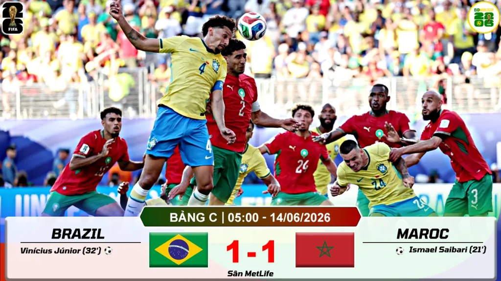 Kết Quả Lượt Trận Thứ Nhất Bảng C World Cup 2026 Brazil 1-1 Maroc