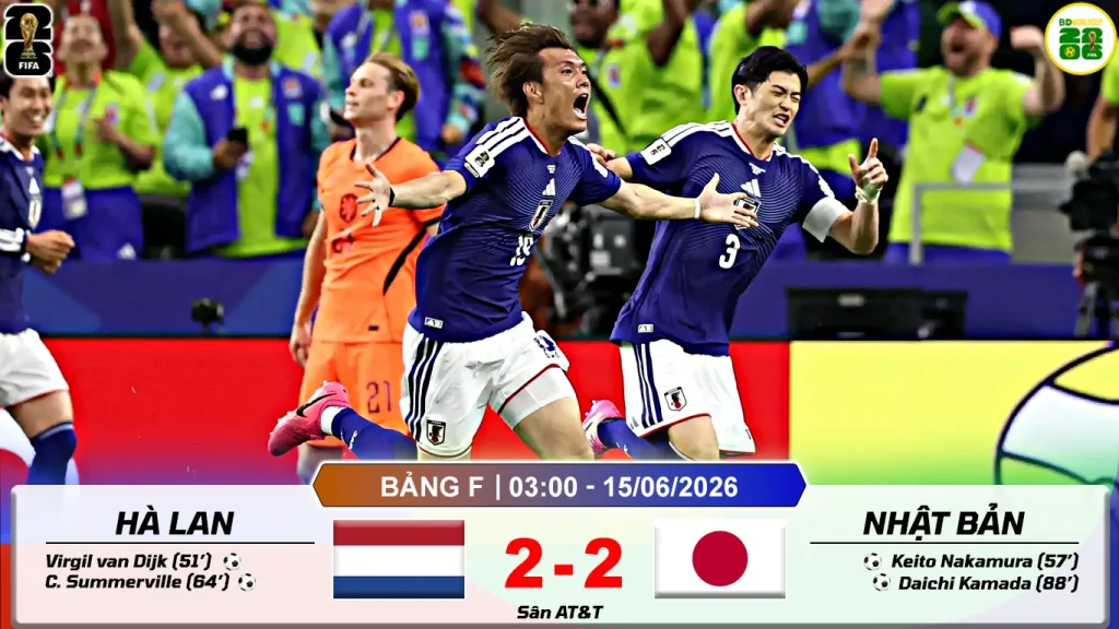 Kết Quả Lượt Trận Thứ Nhất Bảng F World Cup 2026: Hà Lan 2-2 Nhật Bản