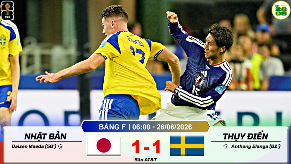 Nhật Bản 1-1 Thụy Điển