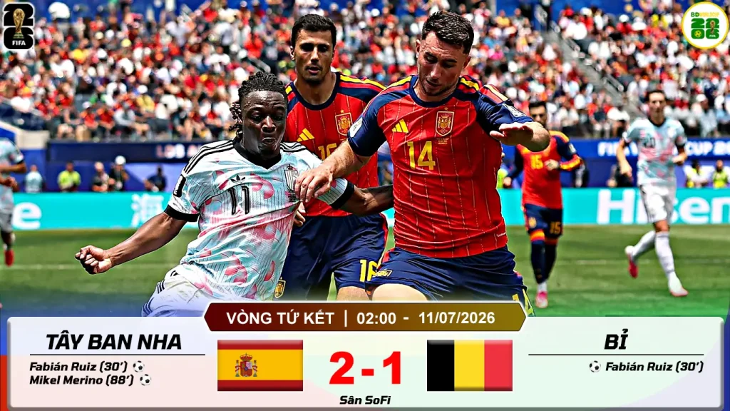 Tây Ban Nha 2-1 Bỉ