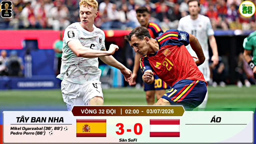 Tây Ban Nha 3-0 Áo