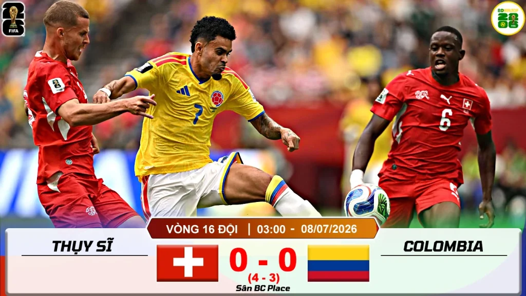 Thụy Sĩ 0-0 Colombia (Penalty 4-3)